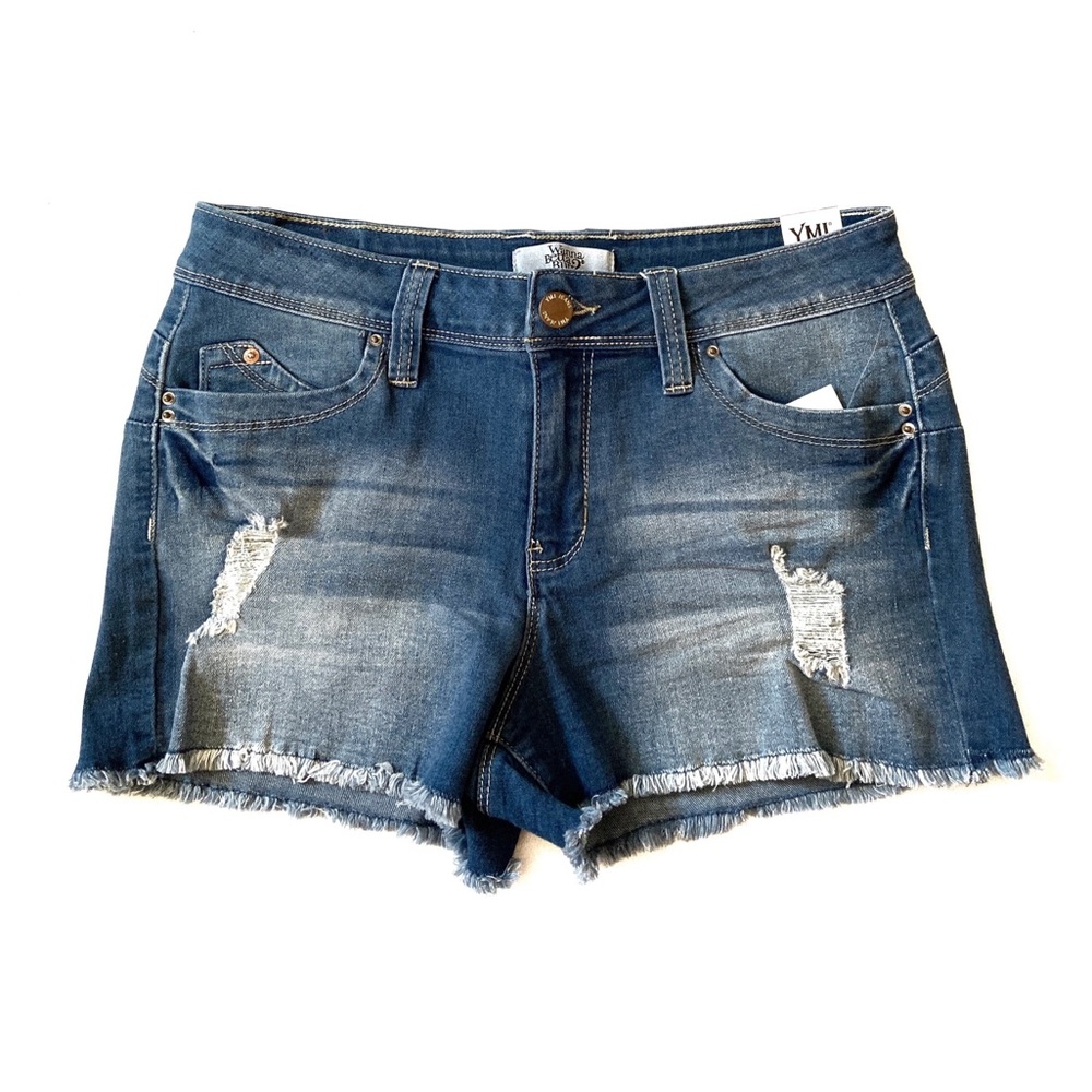 Mid Rise Raw Hem Denim Butt Lifting Shorts